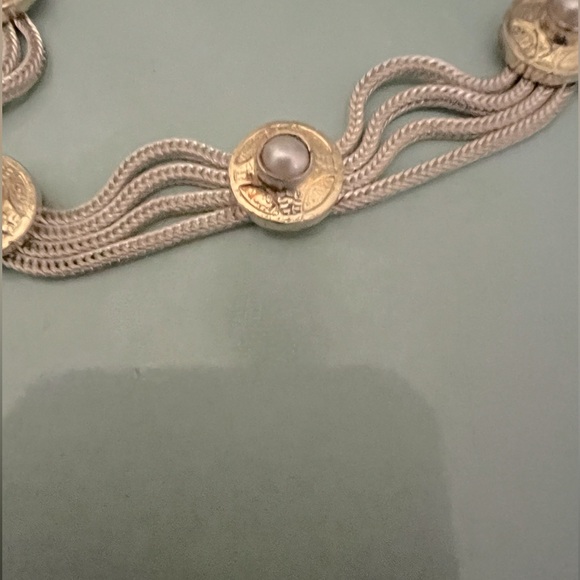 Rare Vintage Turkish Topkapi Gold Vermeil w Sterling Genuine Pearl Bracelet - Picture 3 of 7